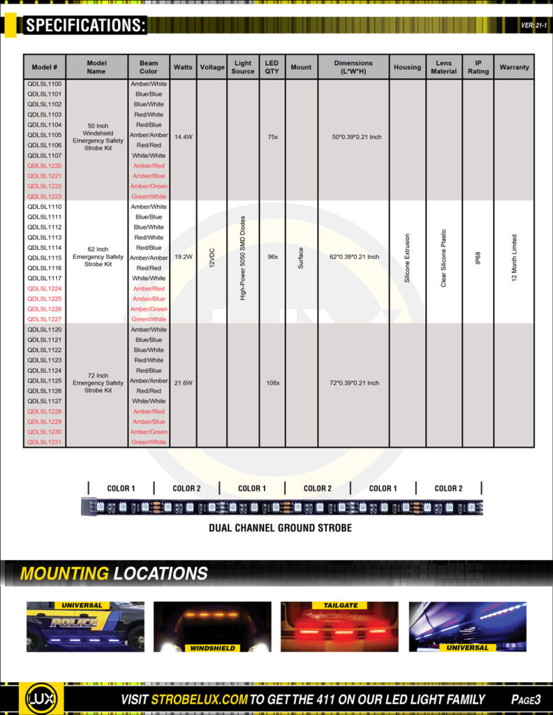 49 Inch Under Tailgate Strobe Kit Strobe Lux